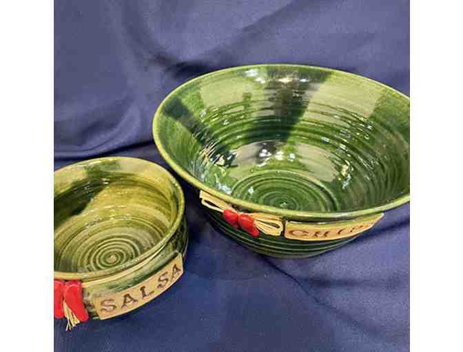Hand thrown pottery: chip and dip bowls