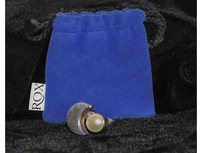 Ring, Moon Shaped, Adjustable, 95% pure silver with precious stones, by Cuban designer