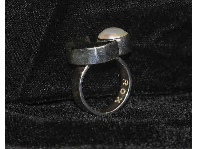 Ring, Moon Shaped, Adjustable, 95% pure silver with precious stones, by Cuban designer
