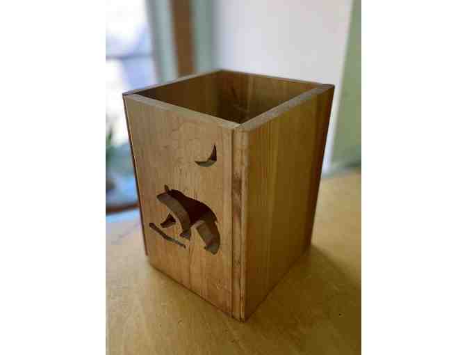 Wooden Bear Silhouette Candle Holder