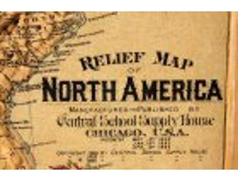 Large Antique Relief Map of North America, circa 1899
