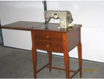 Pfaff 230 Antique Sewing Machine in a Cherry Cabinet, circa 1950-1960