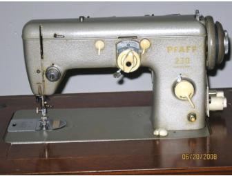 Pfaff 230 Antique Sewing Machine in a Cherry Cabinet, circa 1950-1960