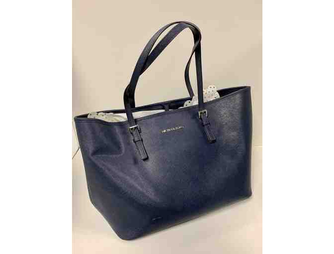 Michael Kors Navy Tote with Silver Trim - Photo 1