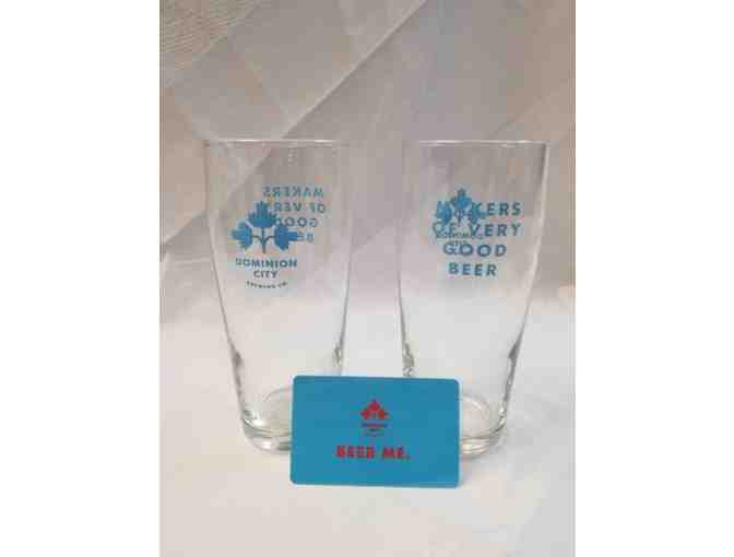 Beer glasses and gift card/Verres a biere et carte-cadeau