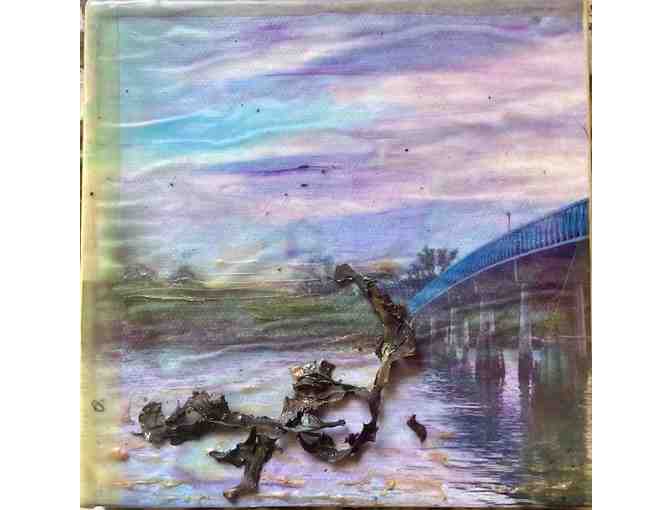 Original artwork canvas by Ginny Parsons: "Rising Seas Bayfarm Bridge" - Photo 1