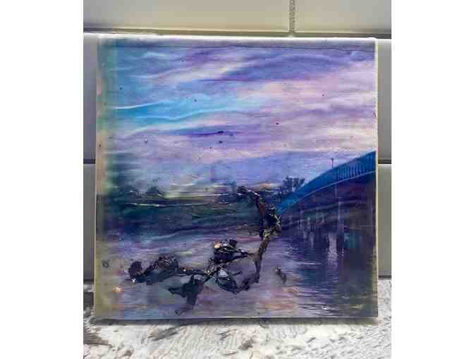 Original artwork canvas by Ginny Parsons: "Rising Seas Bayfarm Bridge" - Photo 2