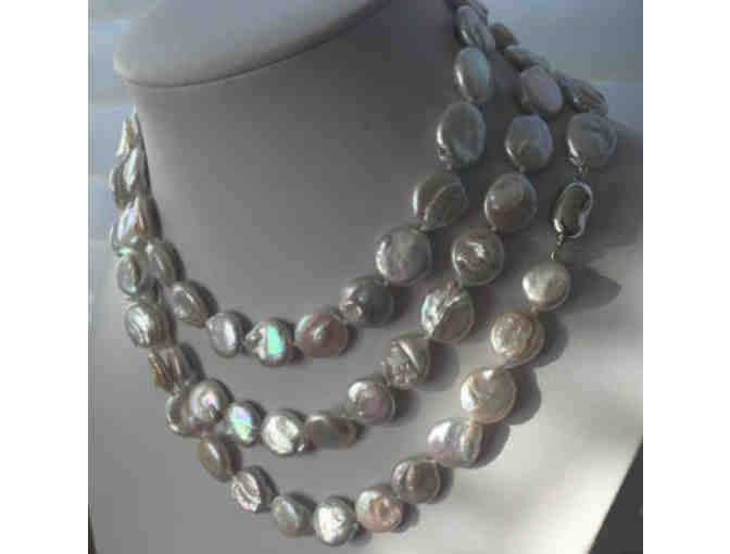 White Coin Pearl Necklace & Earring Gift Set (48')