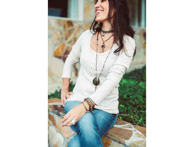 Three piece necklace set, modeled by HGTV star - Anita Corsini