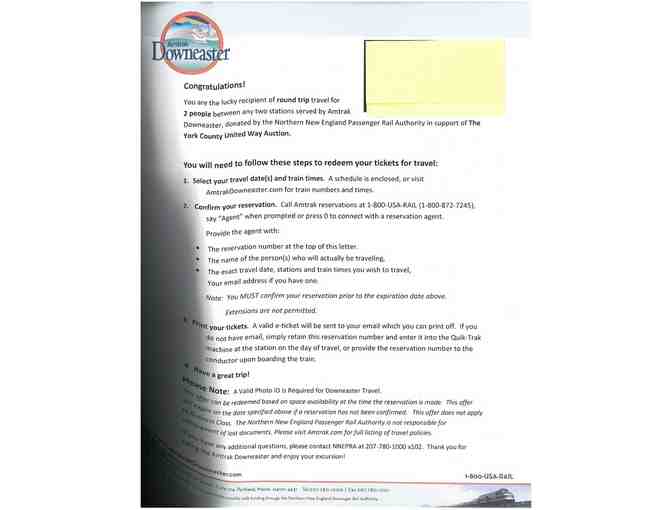 2 Round Trip Downeaster Passes!