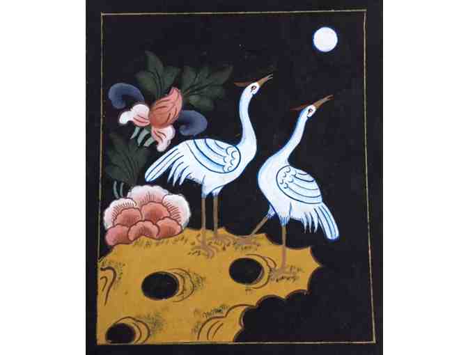 Swans and Lotus Under the Full Moon Painting