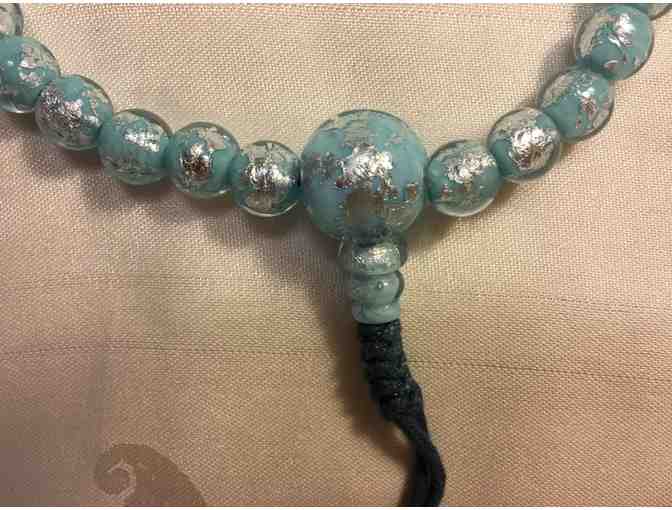 Italian Glass and Silver Leaf Mala/necklace