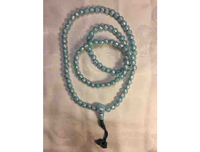 Italian Murano Glass and Silver Leaf Mala or necklace