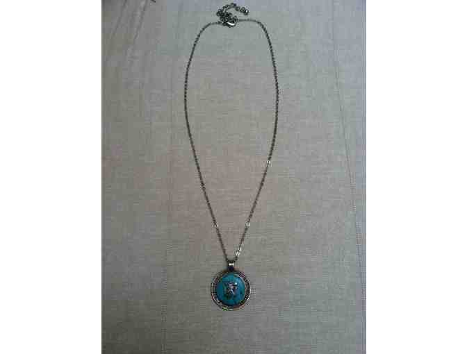 Silver and Turquoise OM Pendant