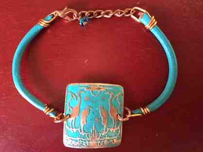 Leather and Copper Birdlovers Bracelet