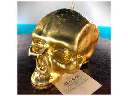 Golden Sculpted Skull Candle from Lama Tharchin Rinpoche