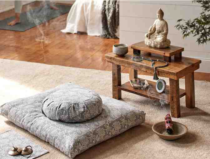 Grey Lotus Zafu and Zabuton Meditation Cushion Set