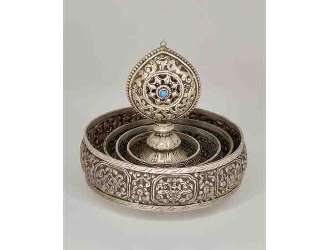 Engraved Silver Mandala Offering Set
