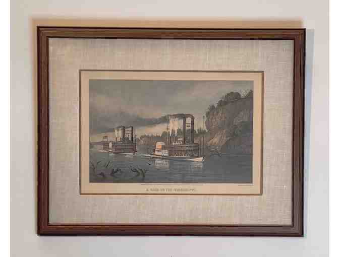 'The Race on the Mississippi', Print by Currier and Ives