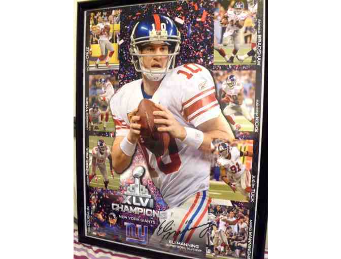 Framed Pre-Autographed Litho NY Giants Poster - Eli Manning