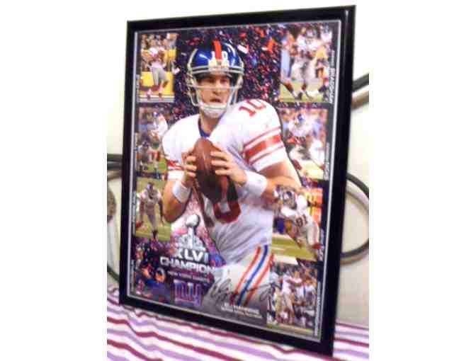Framed Pre-Autographed Litho NY Giants Poster - Eli Manning