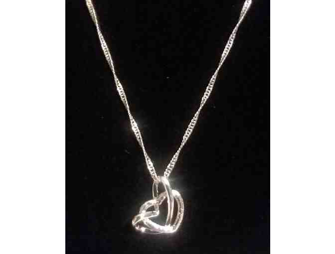 .925 Sterling Silver Double-Heart Pendant and Chain