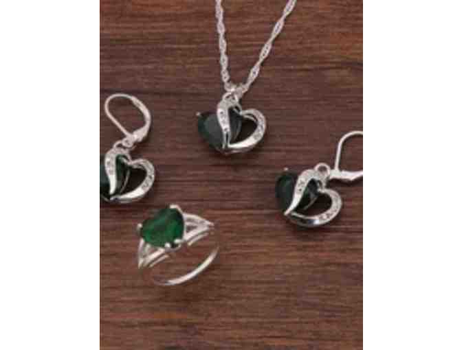 .925 Sterling Silver and Emerald zircon Jewelry Set