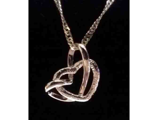 .925 Sterling Silver Double-Heart Pendant and Chain