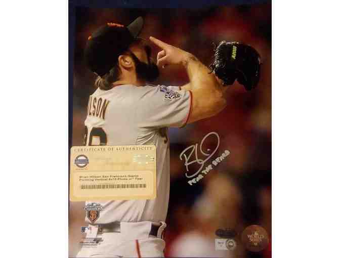 Brian Wilson San Francisco Giants Pointing 8x10 w/Fear The Beard Insc (MLB Auth)