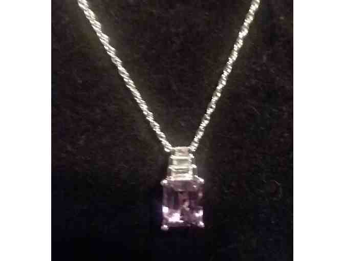 Amethyst and Topaz Pendant on Sterling Silver Chain