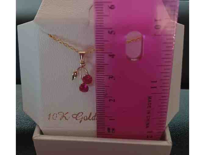Everlasting Gold 10k Gold Lab-Created Ruby Cherry Pendant Necklace