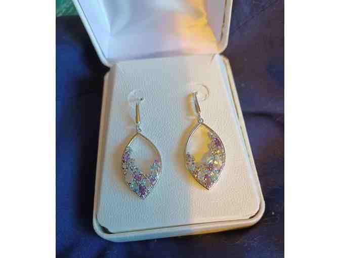 Sterling Silver Marquise Gemstone Drop Earrings
