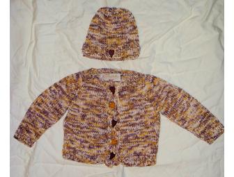 Hand-Knit Baby Sweater and Bonnet