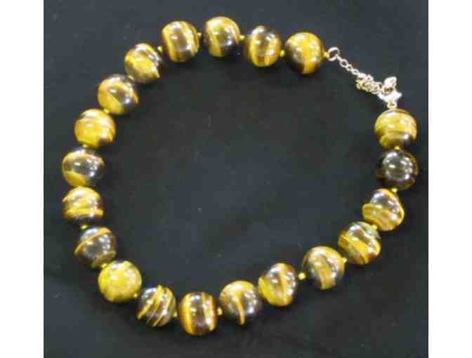 Large Bead Tiger Eye Necklace and Bracelet Set