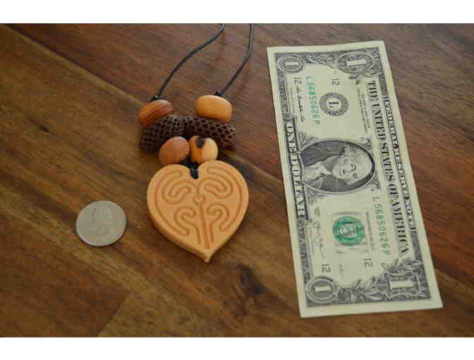 Necklace - Lightweight Wooden bead and Heart
