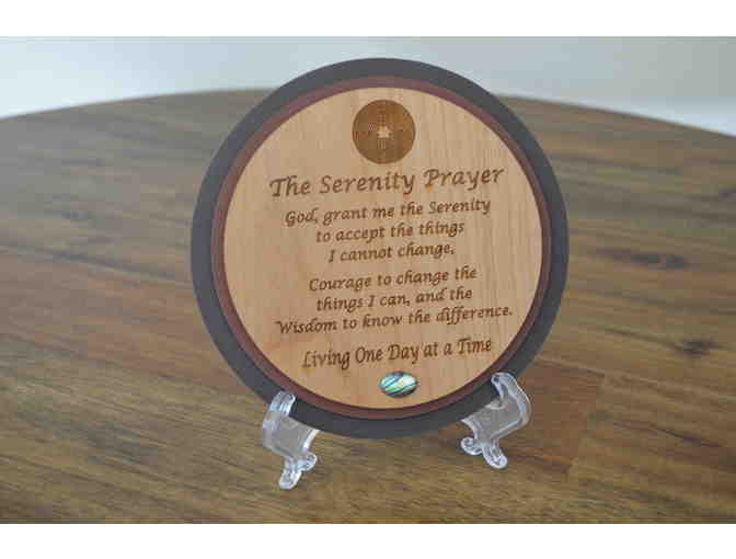 Serenity Prayer on Wooden Disk (Maroon)