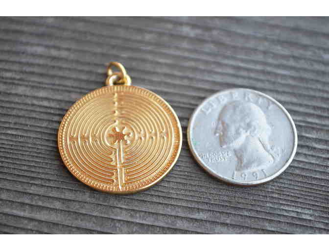 Gold Plated STERLING SILVER pendant - featuring Chartres Labyrinth