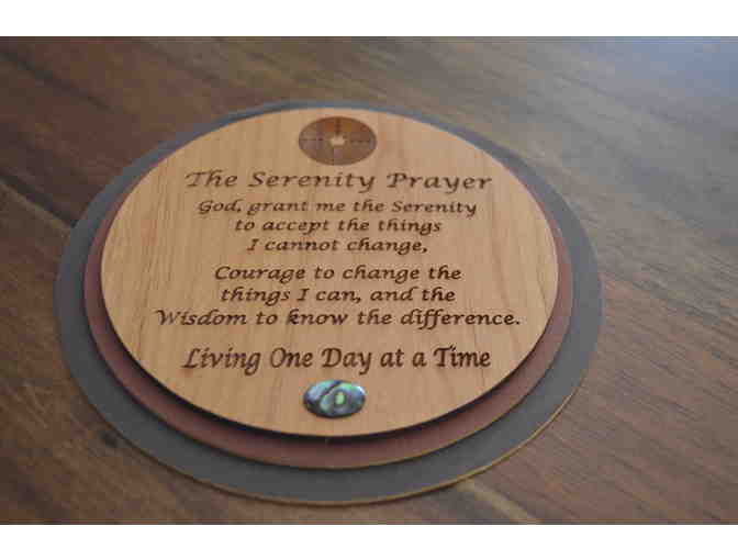 Serenity Prayer on Wooden Disk (Maroon)