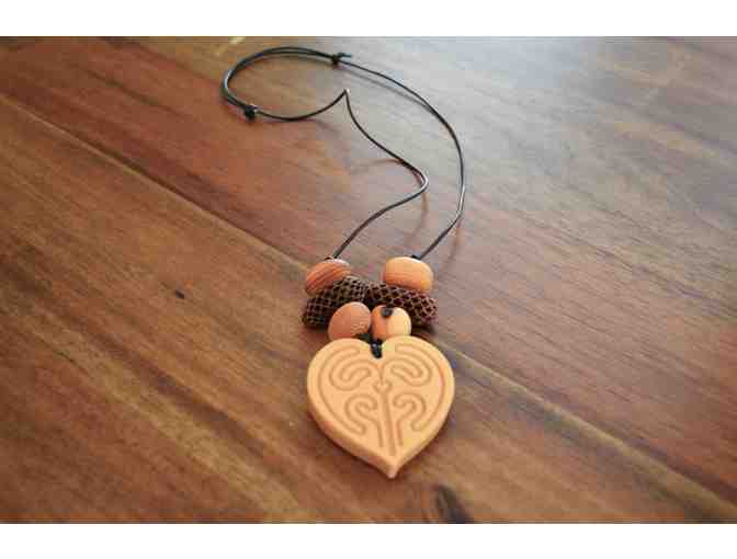 Necklace - Lightweight Wooden bead and Heart