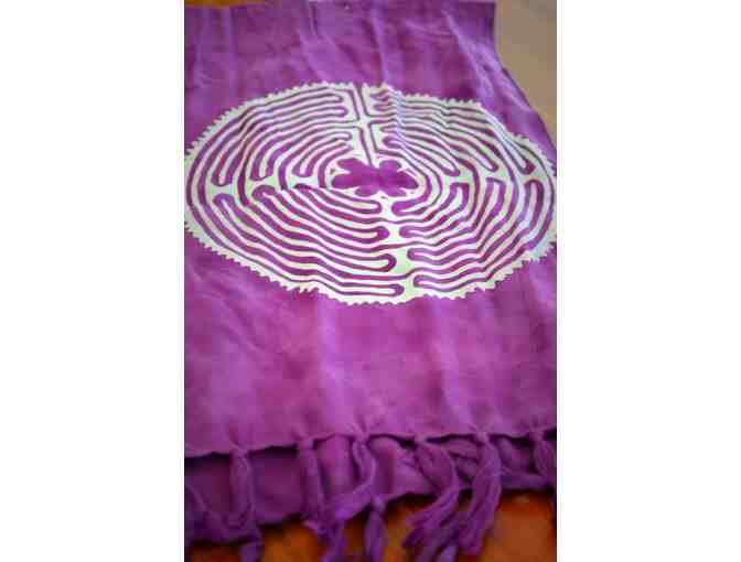 Chartres Labyrinth Scarf: Purple and Turquoise - Photo 2