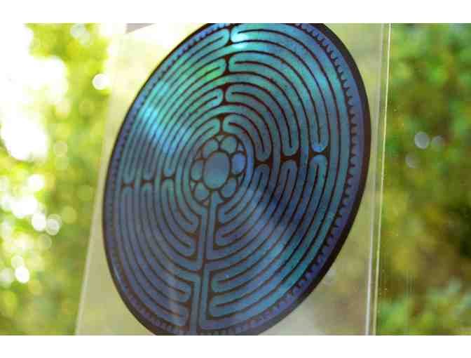 Direct from Chartres - Stained Glass Static Window Cling 'Labyrinthe Bleu'