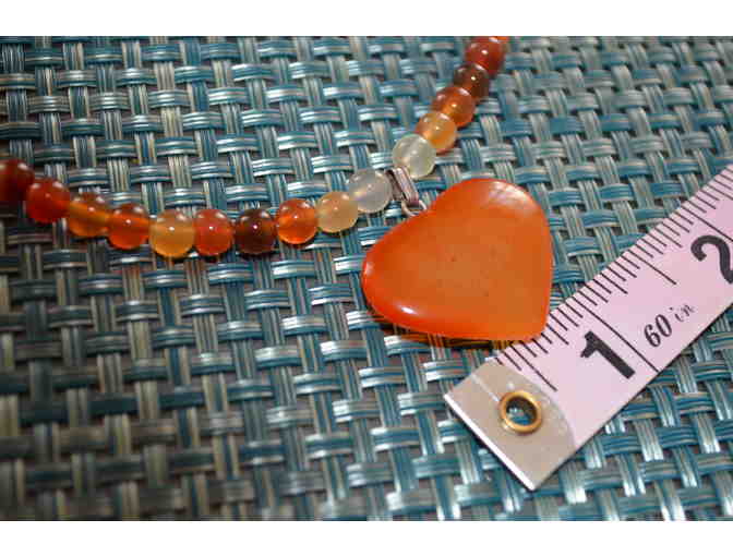 Handmade Carnelian Bead Necklace with Carnelian Heart