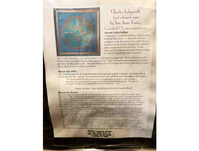 Hand embossed copper Labyrinth Art by Sue Anne Foster