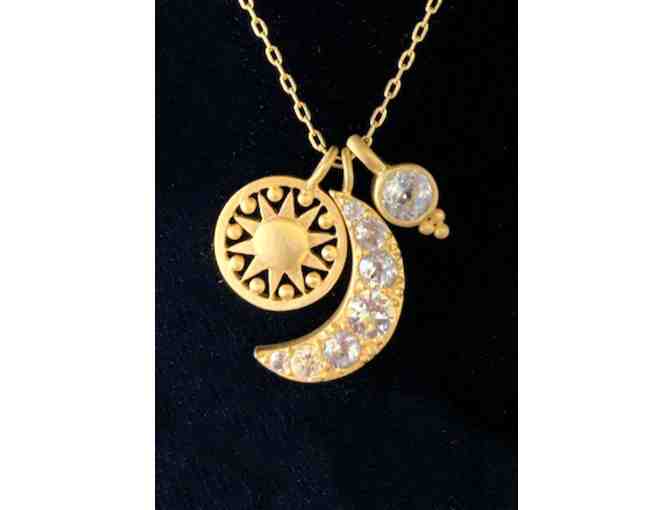 Ascending Light Necklace Featuring the Sun, Moon & White Topaz