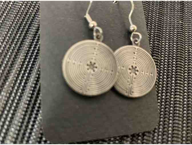 Single Sided Pewter Labyrinth Earrings