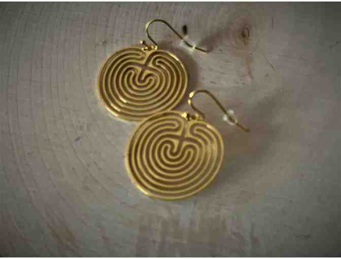 Classical Seven Circuit Cretan Labyrinth Earrings
