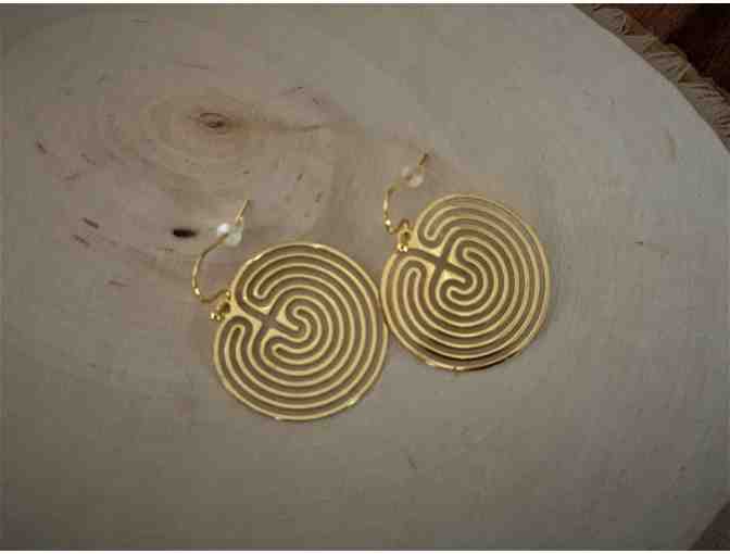 Classical Seven Circuit Cretan Labyrinth Earrings