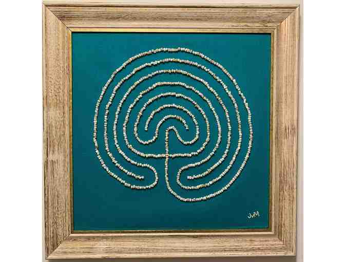 Framed hand-beaded labyrinth