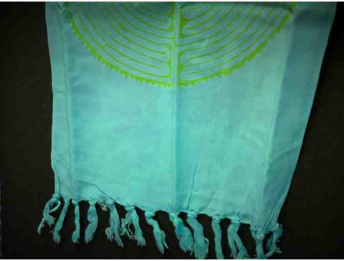 Chartres Labyrinth Scarf: Teal &amp; Lime - Photo 2