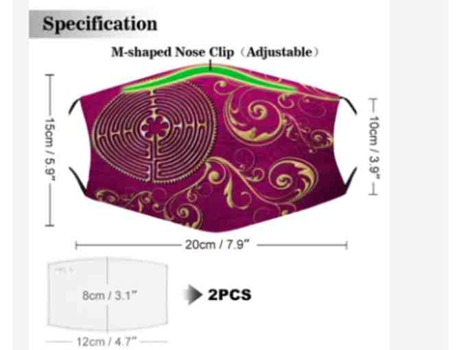 Mask (1 mask): Fuschia Scroll Chartres Design